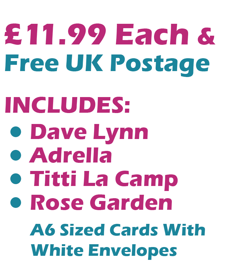 Drag Icons 4 Card Set 2 Includes Dave Lynn, Adrella, Titti La Camp, Rose Garden Cards £11.99